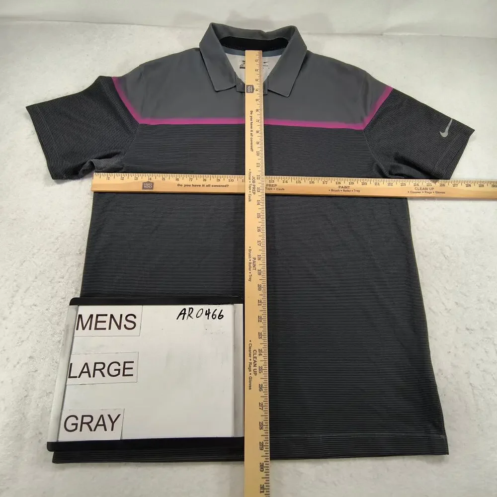 Nike Golf Casual Collared Short Sleeve Polo Shirt Mens Size Large L Gray Pink